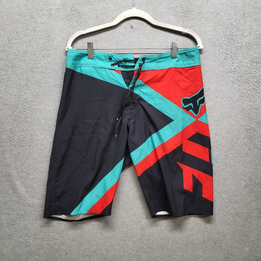 Fox Head Men Swimwear 30 Red Colorblock Board Shorts H20 Logo‎ 10 in Inseam